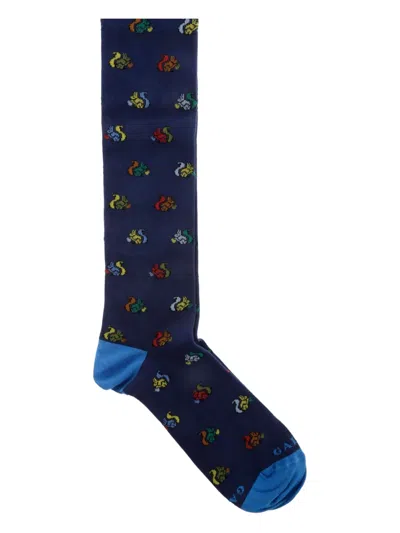 Gallo Squirrel-pattern Socks In Blue