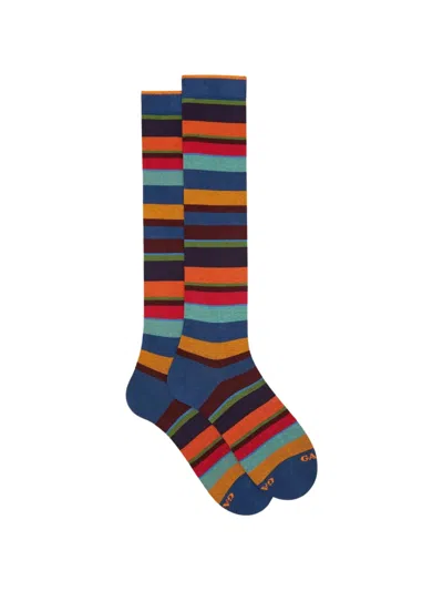 Gallo Striped Cotton Socks In Multi