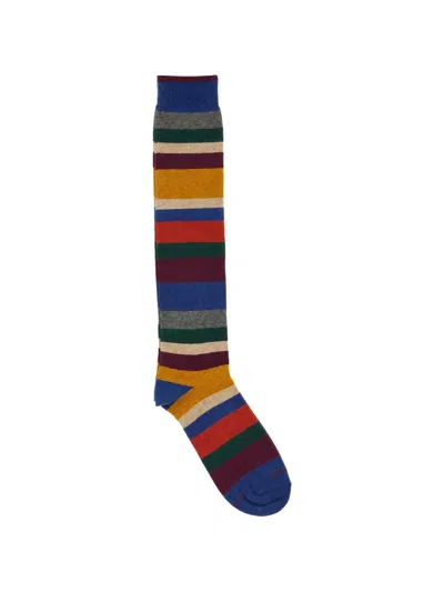 Gallo Striped Ribbed Socks In Multi