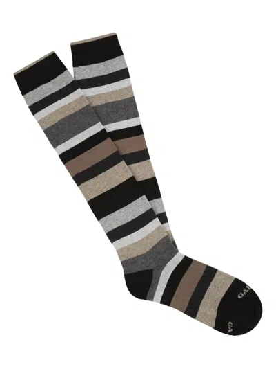 Gallo Striped Socks In Black