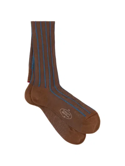 Gallo Striped Socks In Brown