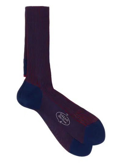 Gallo Two-tone Cotton Socks In Blue