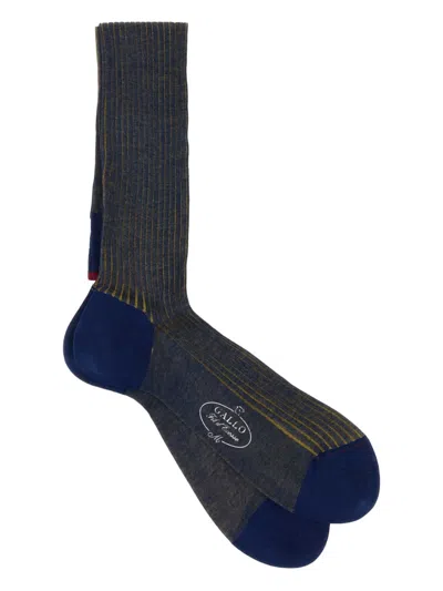 Gallo Two-tone Logo Socks In Blue