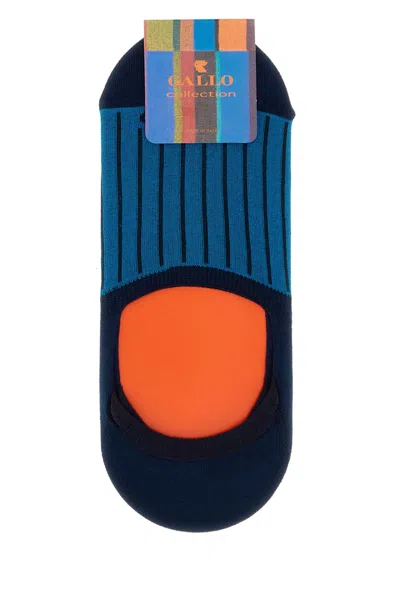 Gallo Two-tone Stretch Cotton Blend Invisible Socks In Blue
