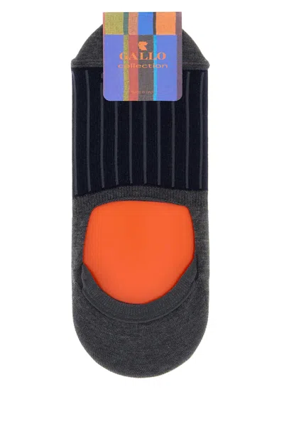 Gallo Two-tone Stretch Cotton Blend Invisible Socks In Gray