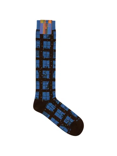 Gallo Window-intarsia Socks In Blue