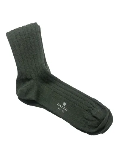 Gallo Wool-blend Ribbed Socks In Black