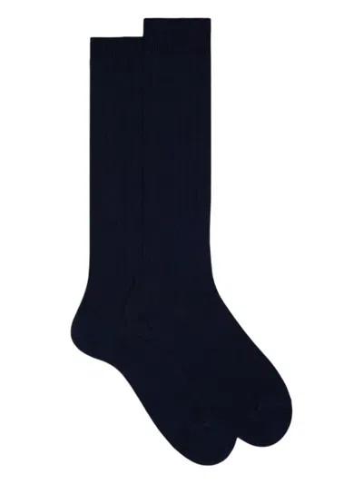 Gallo Wool-blend Ribbed Socks In Blue