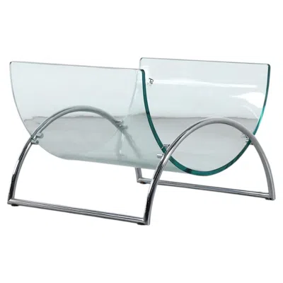 Pre-owned Gallotti & Radice Curved Glass And Chrome Magazine Stand, 1980s In Gray