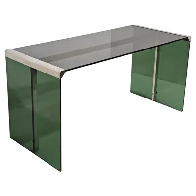 Pre-owned Gallotti & Radice Desk Smoked Glass President Gallotti E Radice Dattilo Model Midcentury Italy 70s In Gray