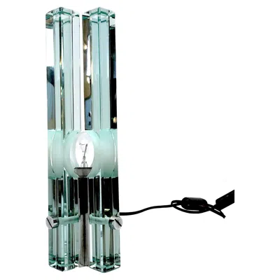 Pre-owned Gallotti & Radice Gallotti E Radice, Vintage Glass Table Lamp From 70s In Blue