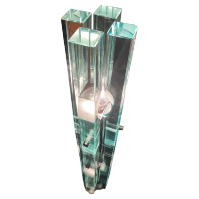 Pre-owned Gallotti & Radice - Glass And Steel Lamp - Italy 1960 In Transparent
