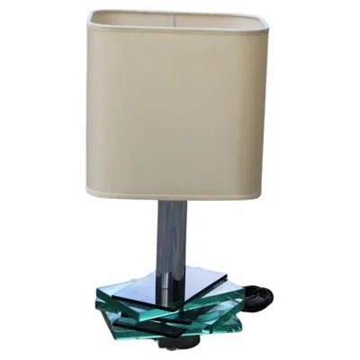 Pre-owned Gallotti & Radice Italian Design Table Lamp Crystall Metal Chrome 1970 Pop Art In Transparent