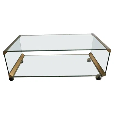 Pre-owned Gallotti & Radice Mid-century Modern Italian Chrome And Glass Coffee Table By  In Gray