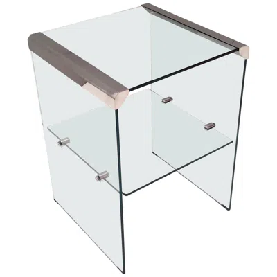 Pre-owned Gallotti & Radice Postmodern Tempered Glass And Steel Etagere By  With A Shelf In Gray