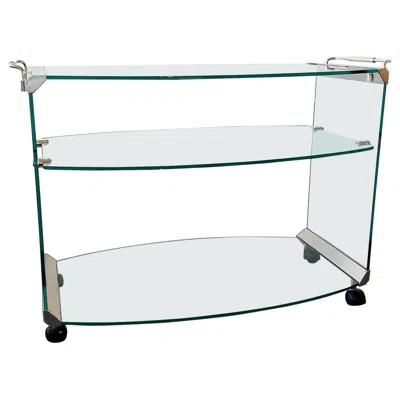 Pre-owned Gallotti & Radice Rare Glass Bar Cart Or Serving Trolley By , Italy 1970's In Gray