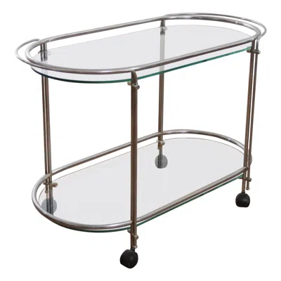 Pre-owned Gallotti & Radice “riki T52” Chrome & Glass Serving Trolley / Bar Cart, Italy In Gray