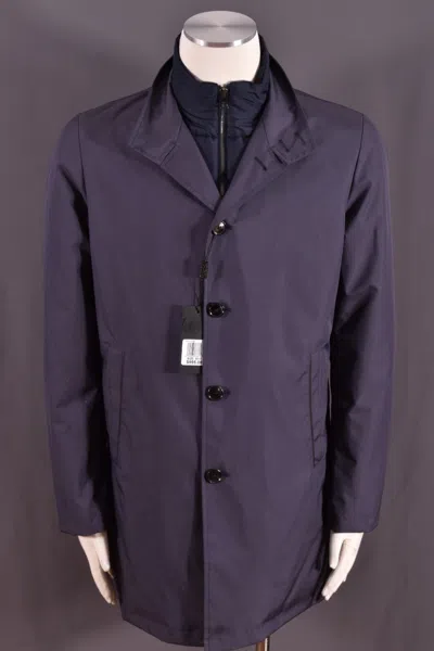 Pre-owned Gallotti Water Resistant Removable Dickey Men's Car Coat Jacket It 56 Us 46 In Blue