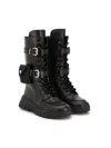Gallucci Black Leather Cargo Boots In Nero