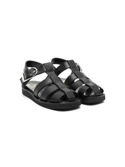 Gallucci Kids' Buckle-fastening Leather Sandals In Black