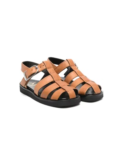 Gallucci Kids' Buckle-fastening Leather Sandals In Brown