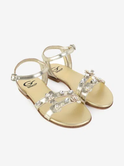Gallucci Kids' Diamante Flowers Sandals Eu 29 Uk 11 Gold