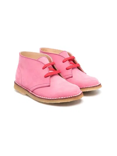 Gallucci Kids' Lace-up Suede Boots In Pink