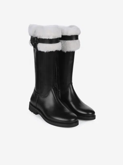 Gallucci Kids' Leather Boots With Fur Eu 33 Uk 1 Black