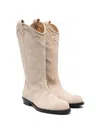 Gallucci Leather Cowboy Boots In Beige
