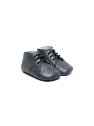 Gallucci Babies' Perforated-detailing Leather Pre-walkers In Blue
