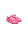 Gallucci Scallop-trim Leather Ballerina Shoes In Pink