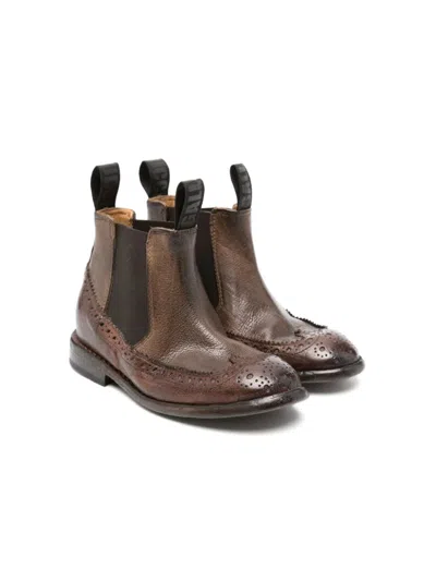 Gallucci Kids' Western 皮质高筒靴 In Brown