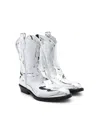 Gallucci Texan Foiled Boots In Silver