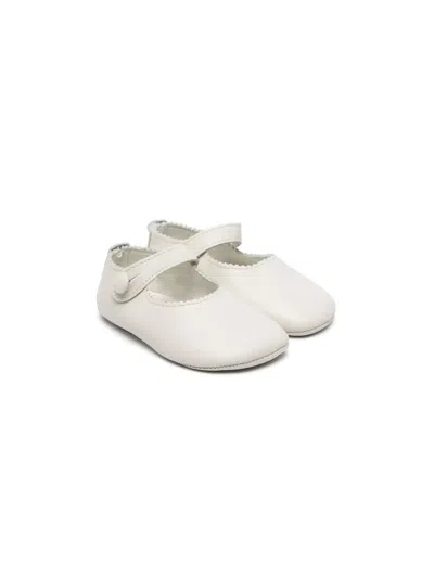 Gallucci Babies' Zigzag-edge Leather Ballerina Shoes In Neutrals
