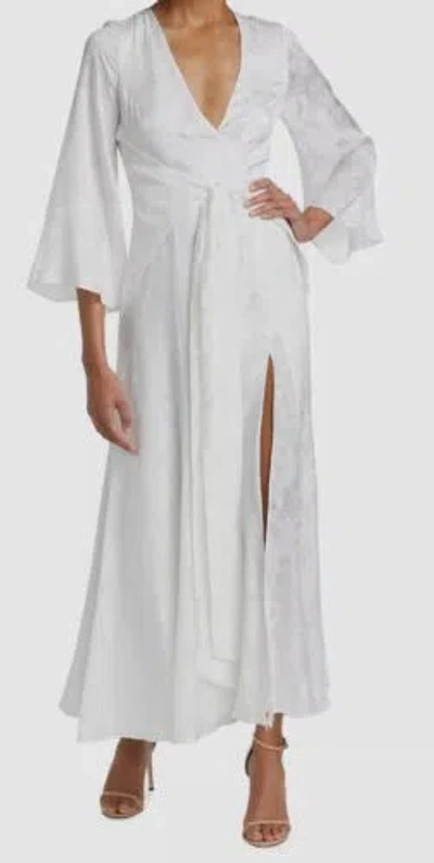 Pre-owned Galvan $2295  London Women's White Silk Jacquard Havana Wrap Dress Size 38