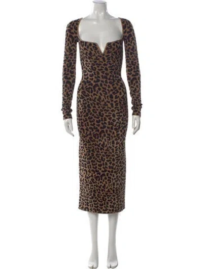 Pre-owned Galvan Animal Print Long Dress In Neutral