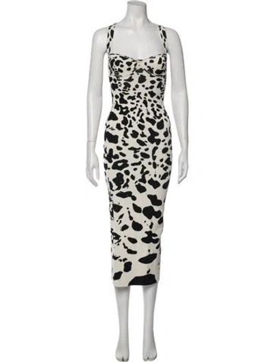 Pre-owned Galvan Animal Print Midi Length Dress In Multi