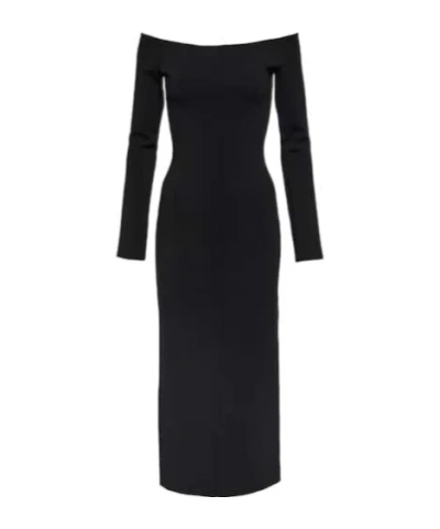 Galvan Aphrodite Off-shoulder Midi Dress In Black