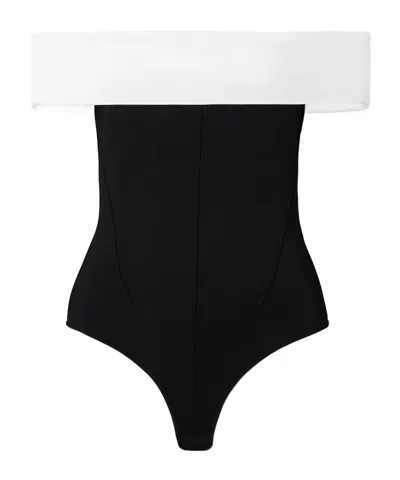 Galvan Aria Stretch-knit Bodysuit In Black