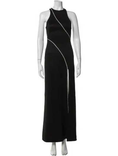 Pre-owned Galvan Asymmetrical Long Dress In Black