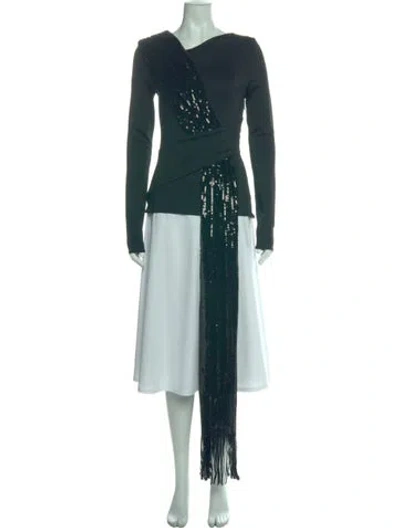 Pre-owned Galvan Asymmetrical Long Sleeve Top W/ Tags In Green