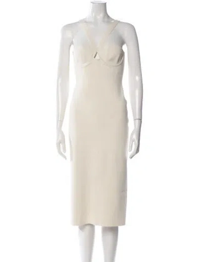 Pre-owned Galvan Asymmetrical Midi Length Dress In Neutral