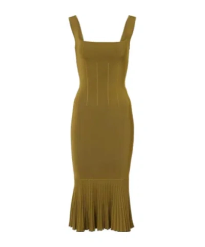 Galvan Atalanta Knitted Midi Dress In Green