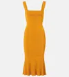 Galvan Atalanta Ruffle-hem Midi Dress In Orange