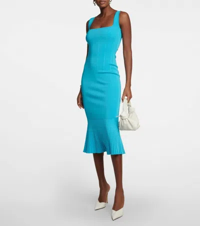 Galvan Atalanta Midi Dress In Turquoise In Blue