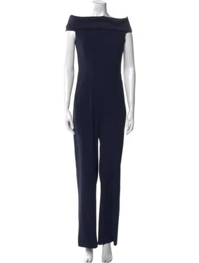 Pre-owned Galvan Bateau Neckline Jumpsuit In Blue