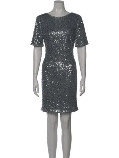 Pre-owned Galvan Bateau Neckline Mini Dress In Blue