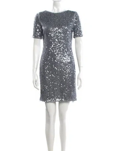 Pre-owned Galvan Bateau Neckline Mini Dress In Blue