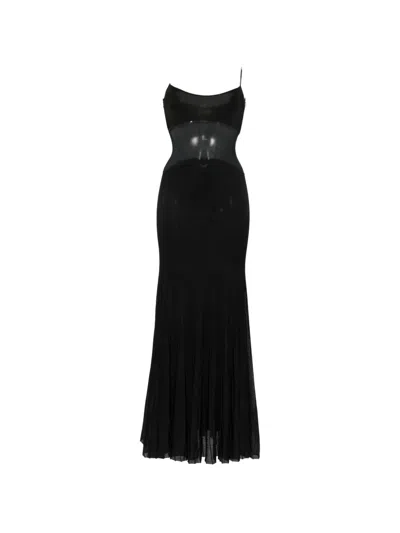 Galvan Belladonna Mesh-panel Maxi Dress In Black