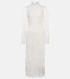 Galvan Borghese Lace Turtleneck Backless Midi Dress In Off White